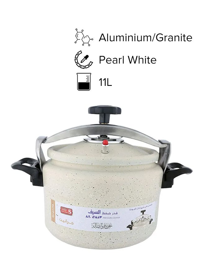 Alsaif Al Saif Aluminium Granite Pressure Cooker Pearl White 11Liters 