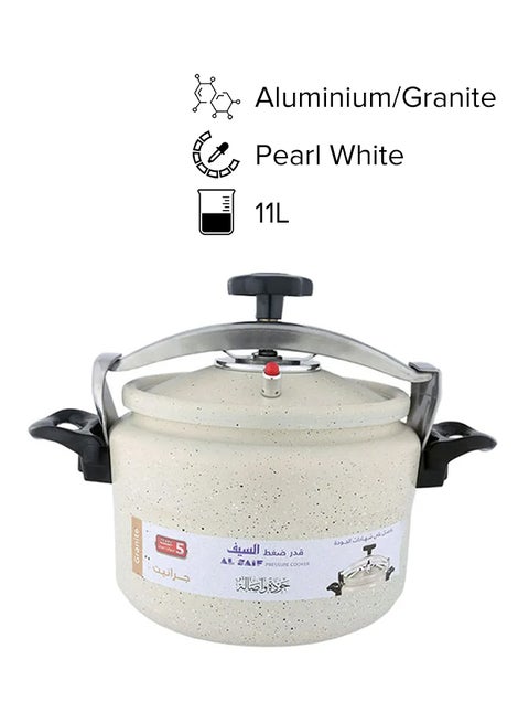 Al Saif Aluminium Granite Pressure Cooker Pearl White 11Liters