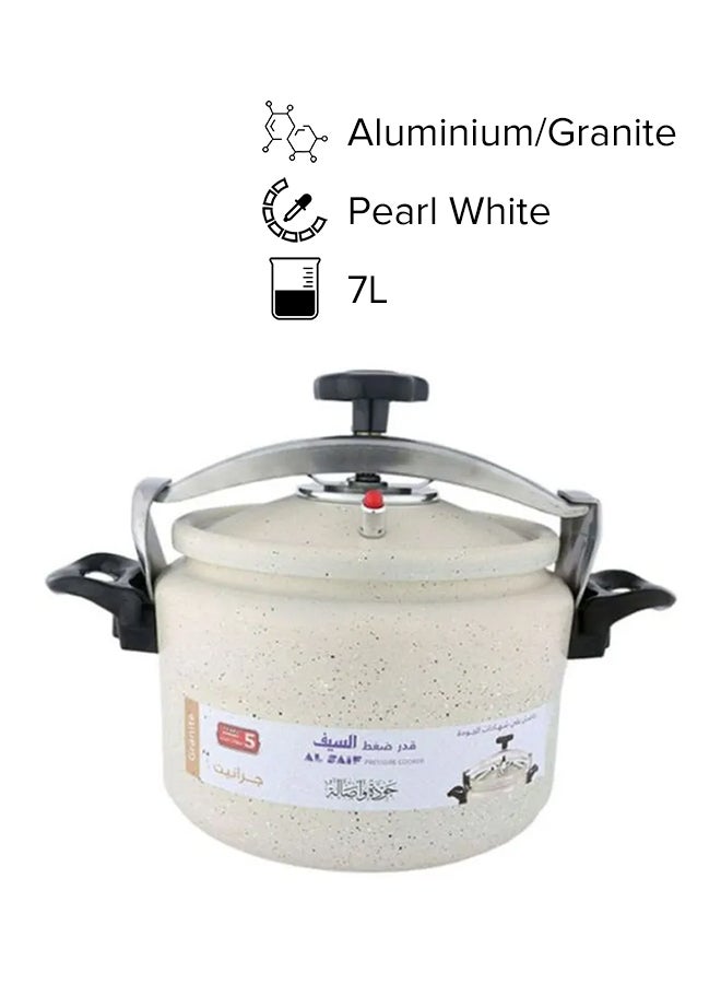 Alsaif Aluminium Granite Pressure Cooker Pearl White 7.0Liters - Image 1