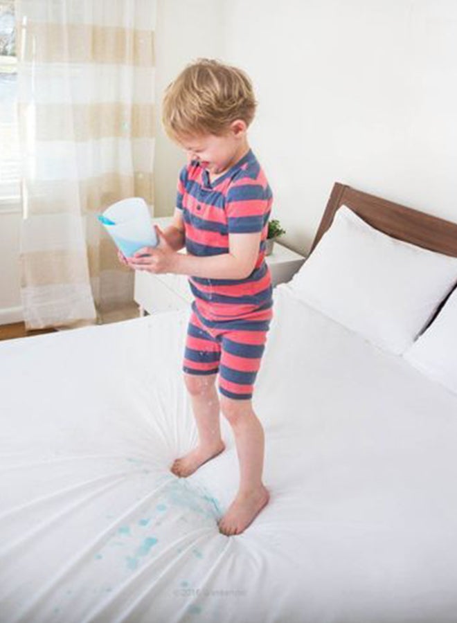 Snooze Flat waterproof PU Mattress Protector Microfiber White 160x200cm - Image 2