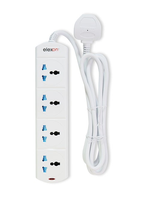 4 Way Power Extension Socket 4W White