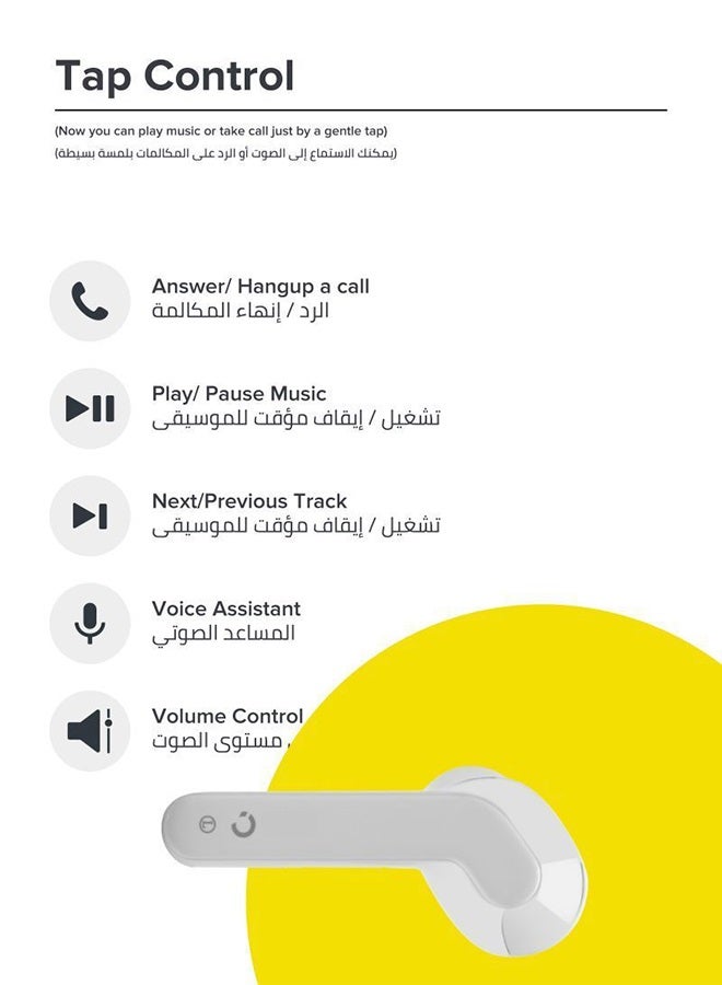 Noon East - Humming Buds True Wireless (TWS) Bluetooth Earphone Earbuds - With Touch Keys And Automatic Pairing White - Image 1