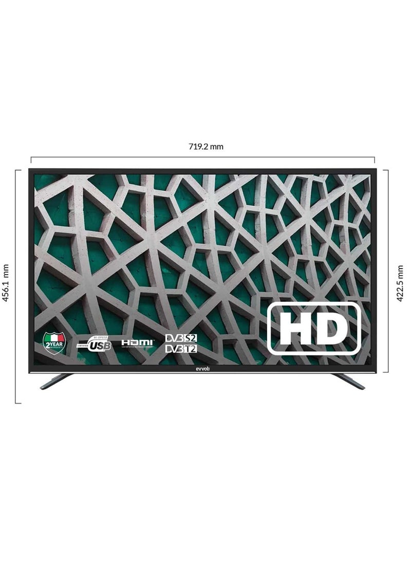 إيفولي تلفزيون LED بدقة عالية الوضوح مزود بجهاز استقبال مدمج، مقاس 32 بوصة 32EV100D أسود - Image 3