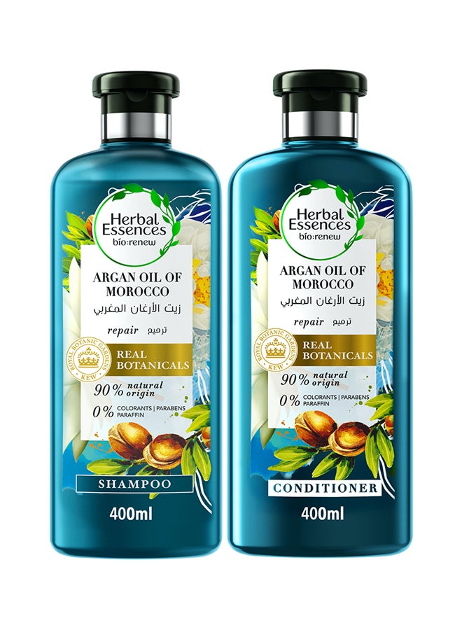 Herbal Essences Renew Natural Shampoo And Conditioner With Argan Oil Of Morocco For Hair Repair 400ml Pack of 2 - Image 1