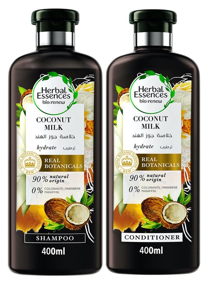 هربل إيسنسز شامبو وبلسم رينيو الطبيعي بحليب جوز الهند لترطيب الشعر 400ml Pack of 2 - Image 1