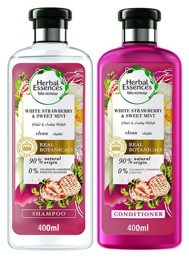 هربل إيسنسز شامبو طبيعي متجدد بالفراولة البيضاء والنعناع الحلو مع بلسم - Image 1