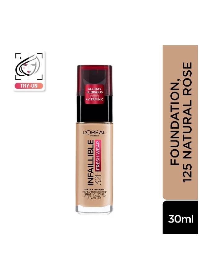 L'OREAL PARIS - Infallible 32H Fresh Wear Foundation Cream 125 Natural Rose - Image 1