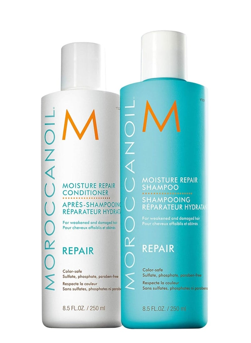 MOROCCANOIL Moisture Repair Shampoo and Conditioner Bundle 250x2ml  - Image 1