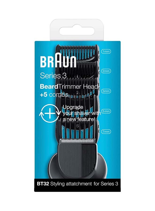 BRAUN - Beard Trimmer Head with 5 Combs for Series 3 BT32 Black - Image 1
