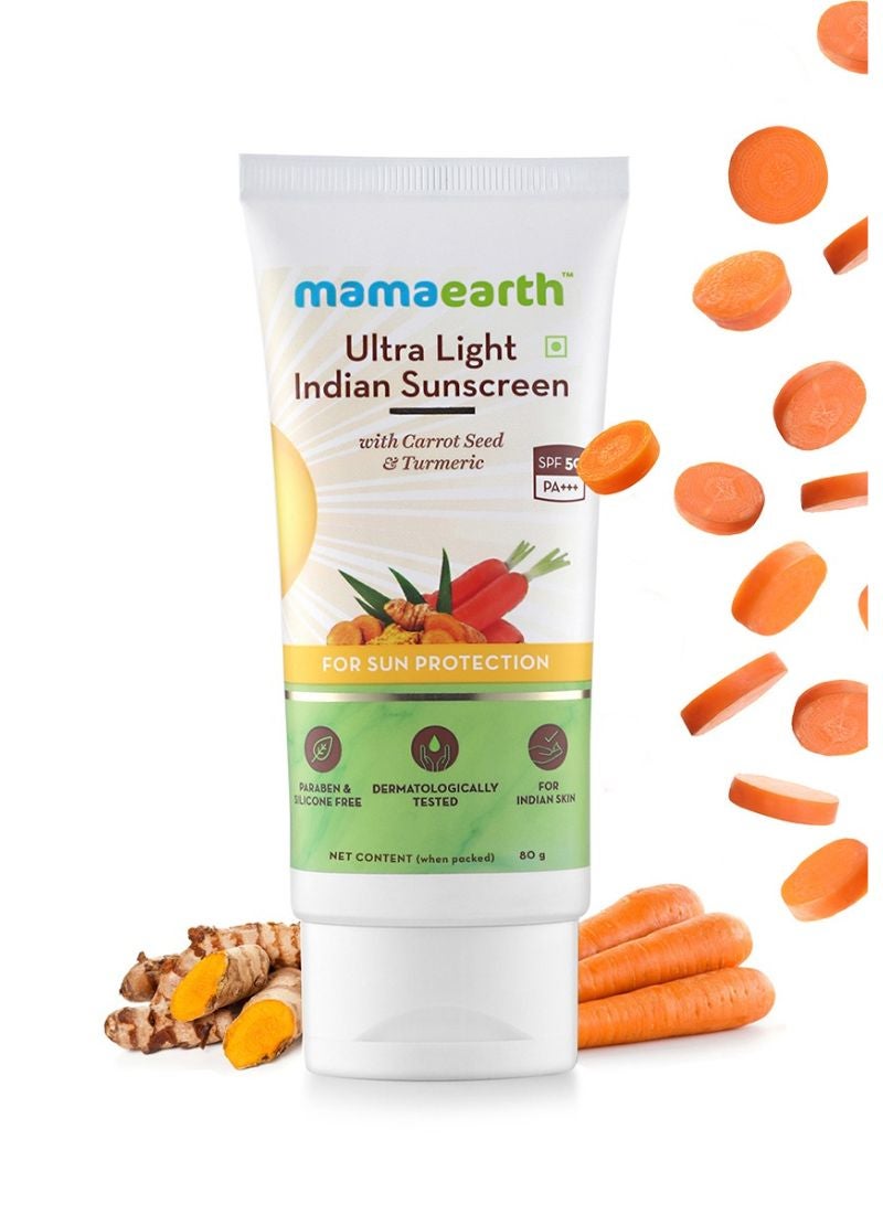 Mamaearth - Ultra Light Indian Sunscreen - SPF50 PA+++ 80grams - Image 1