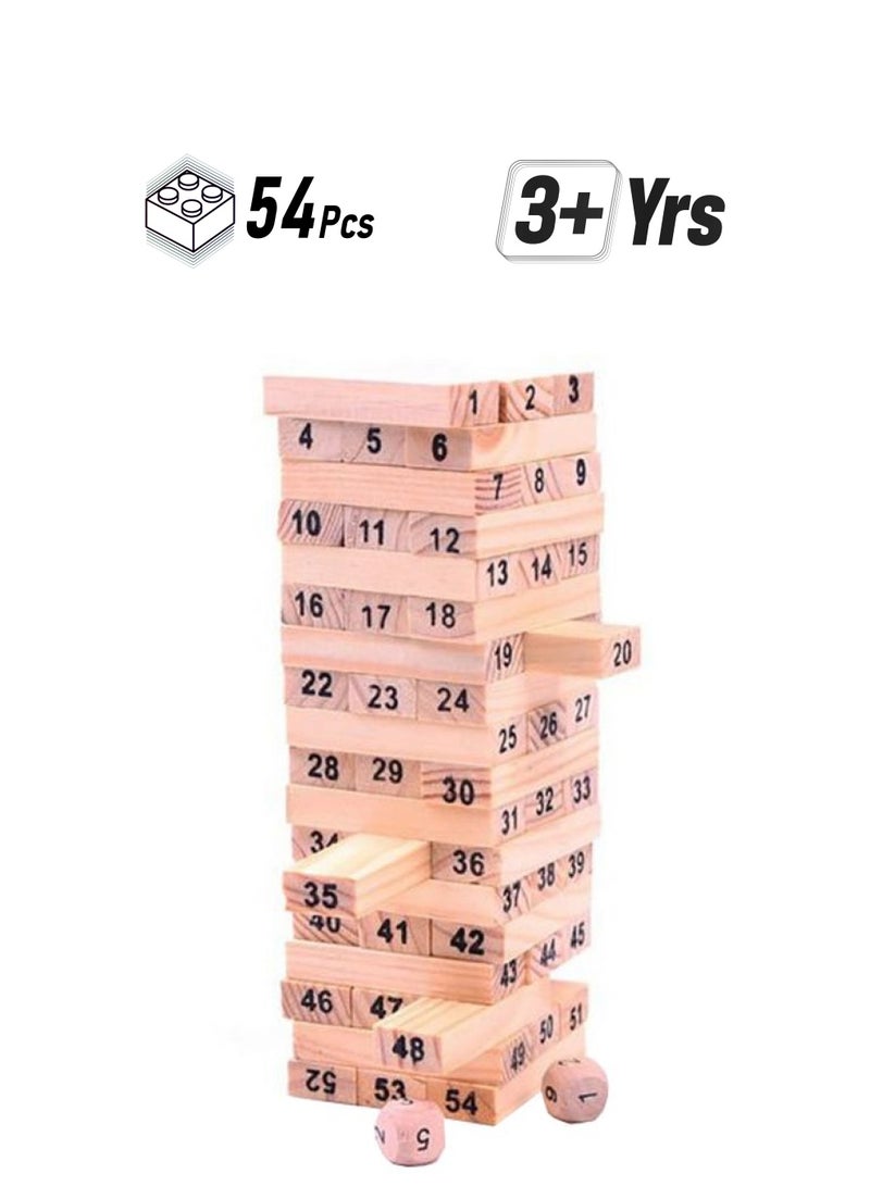 Lucky 54-Piece Wooden Tower Building Block Set 54 - Image 1