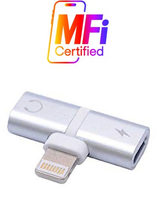 2-In-1 Lightning Earphone And Charger Connector With Pouch Silver/White - pnsku/N29340136A/45/_/1738233241/756a92e3-e3e5-4009-9446-5a0b61822d2d