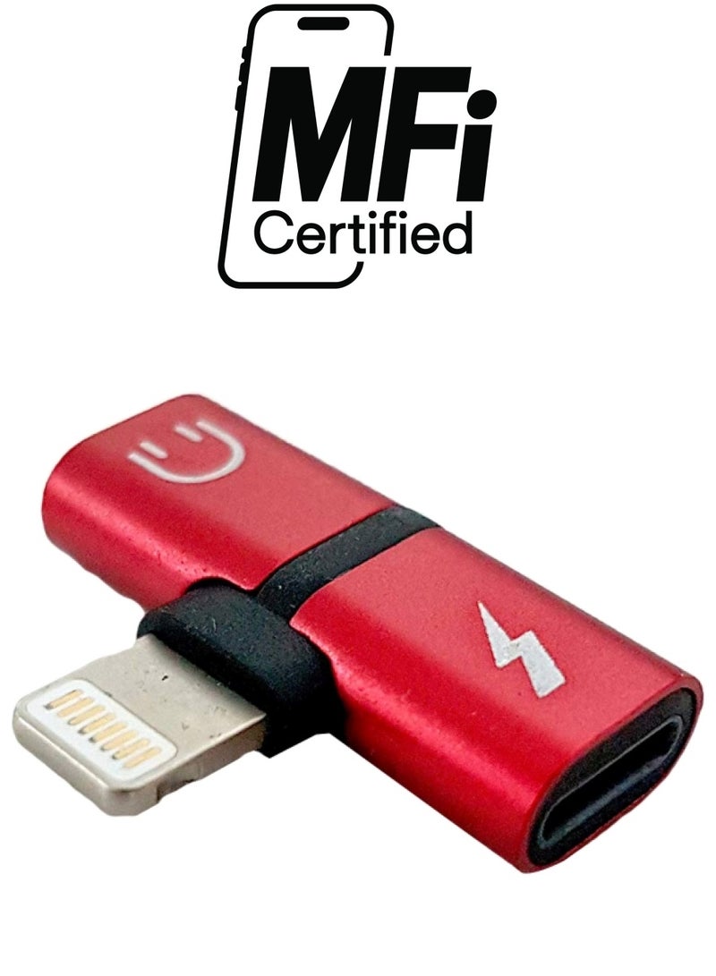 GO-DES 2-In-1 Lightning Earphone And Charger Connector With Pouch Red/Black/Silver - Image 1