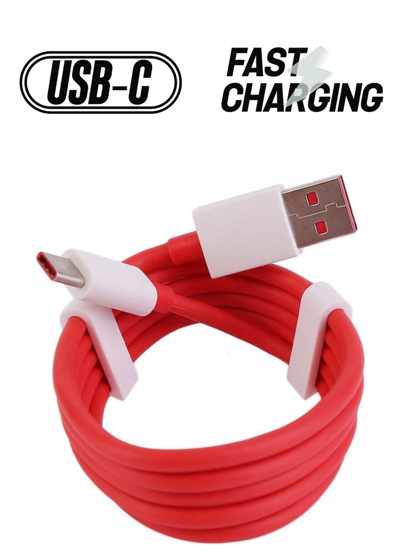 Type-C USB Data Cable For Oneplus 3 Red/White - Image 1