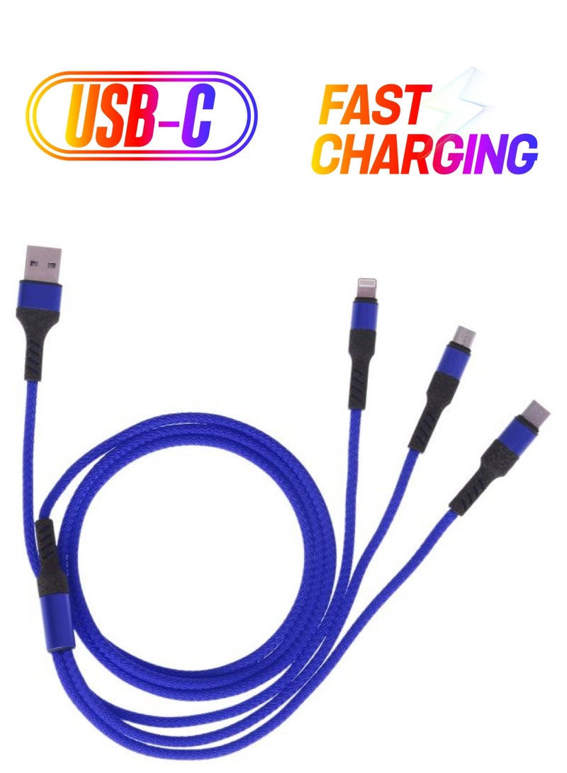 كابل شحن سريع للغاية بمنفذ مايكرو ‏‏‎‎USB‎‏/ Type-C إلى منفذ USB أزرق - Image 1