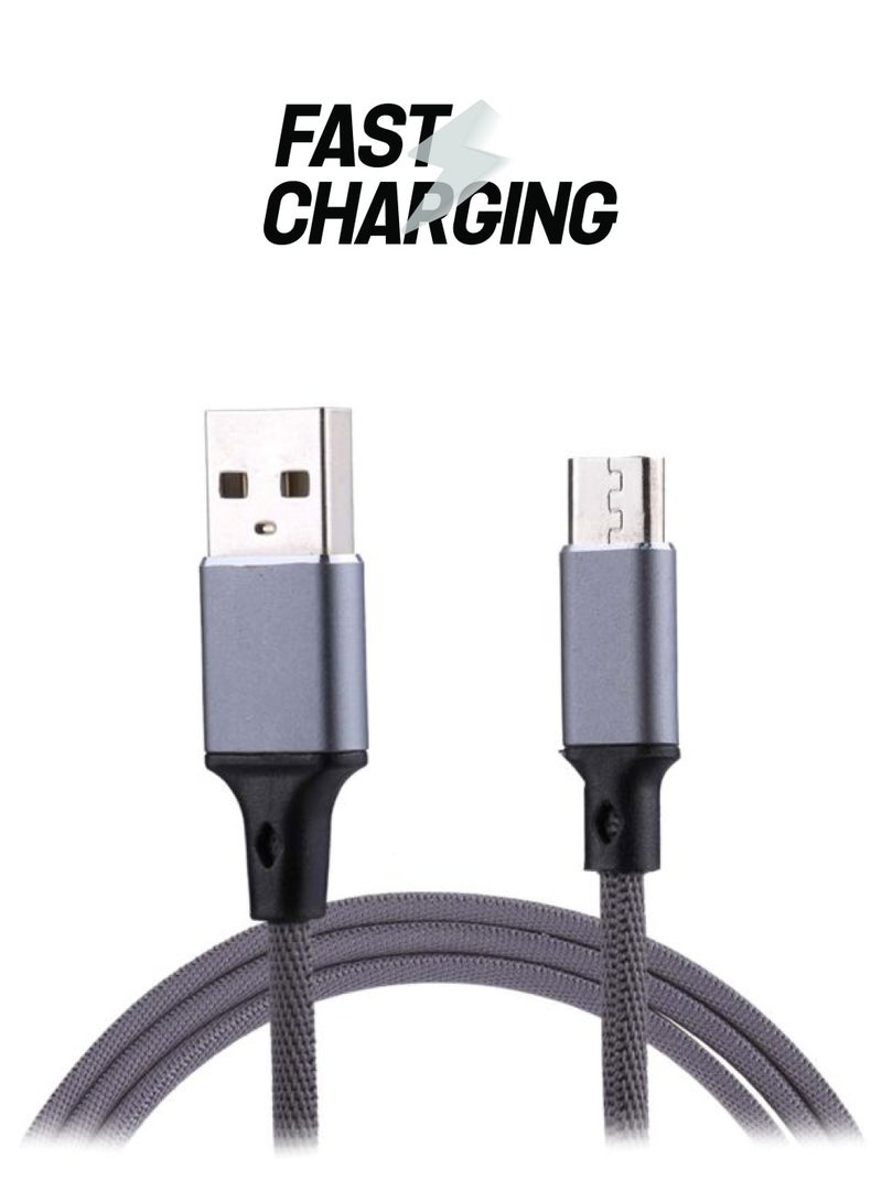 كابل شحن ومزامنة بيانات بمنفذ Micro USB رمادي - Image 1