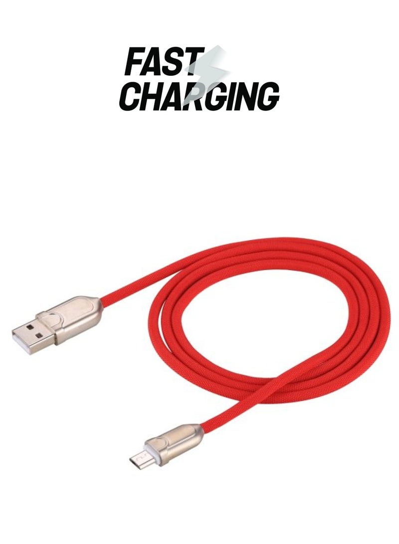 كابل للشحن السريع ومزامنة البيانات من منفذ USB مايكرو إلى منفذ USB 2.0 أحمر - Image 1