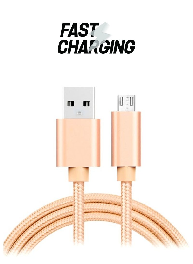 كابل شحن ومزامنة بيانات من Micro USB إلى USB ذهبي - Image 1