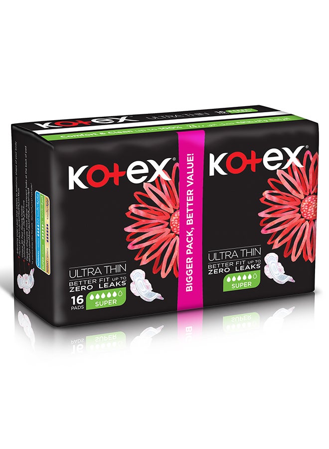 Kotex - Ultra Thin Pads Super with Wings, 16 Pads - Image 1