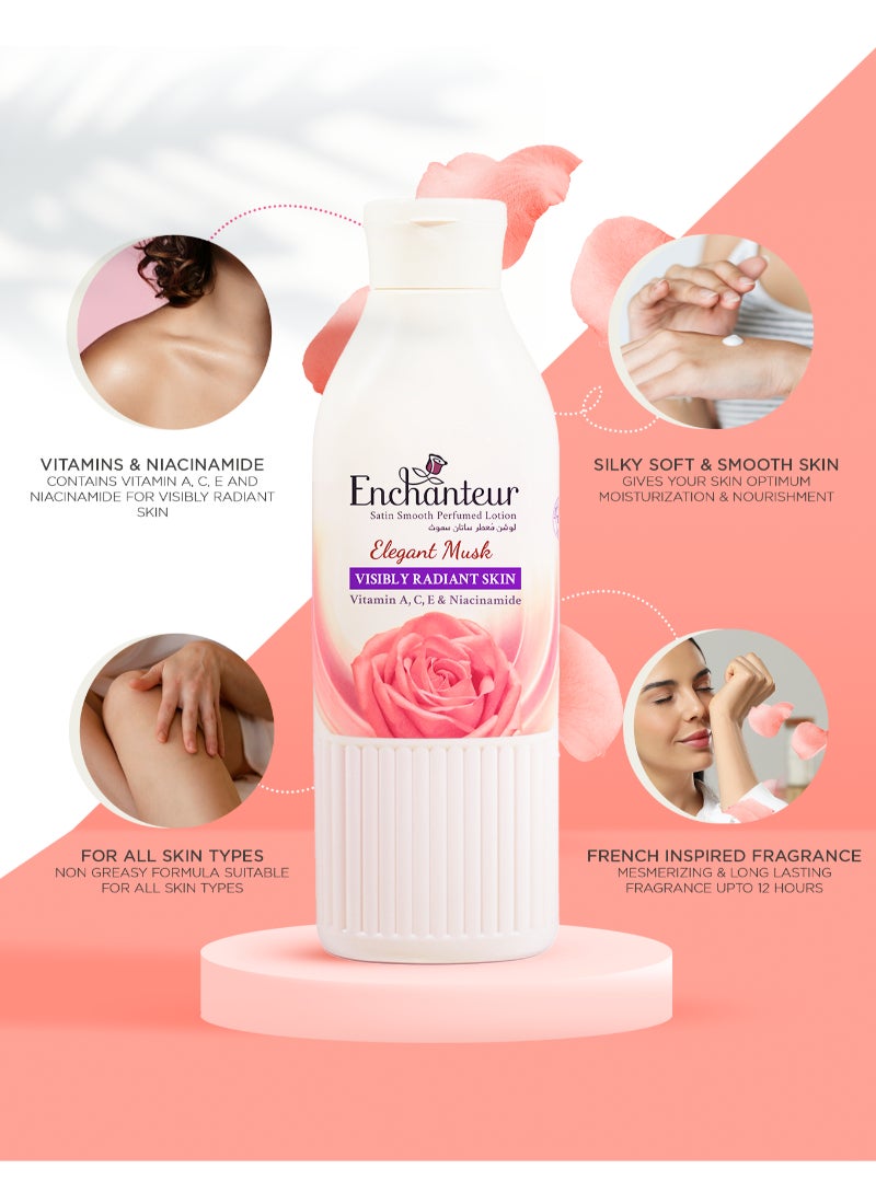 Enchanteur Perfumed Body Lotion Elegant Musk Satin Smooth Clear 250ml - Image 3