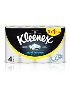 Kleenex 2 Ply Multi Purpose Kitchen Tissue Paper Towel 4 Rolls 90 Sheets White  - Image 1