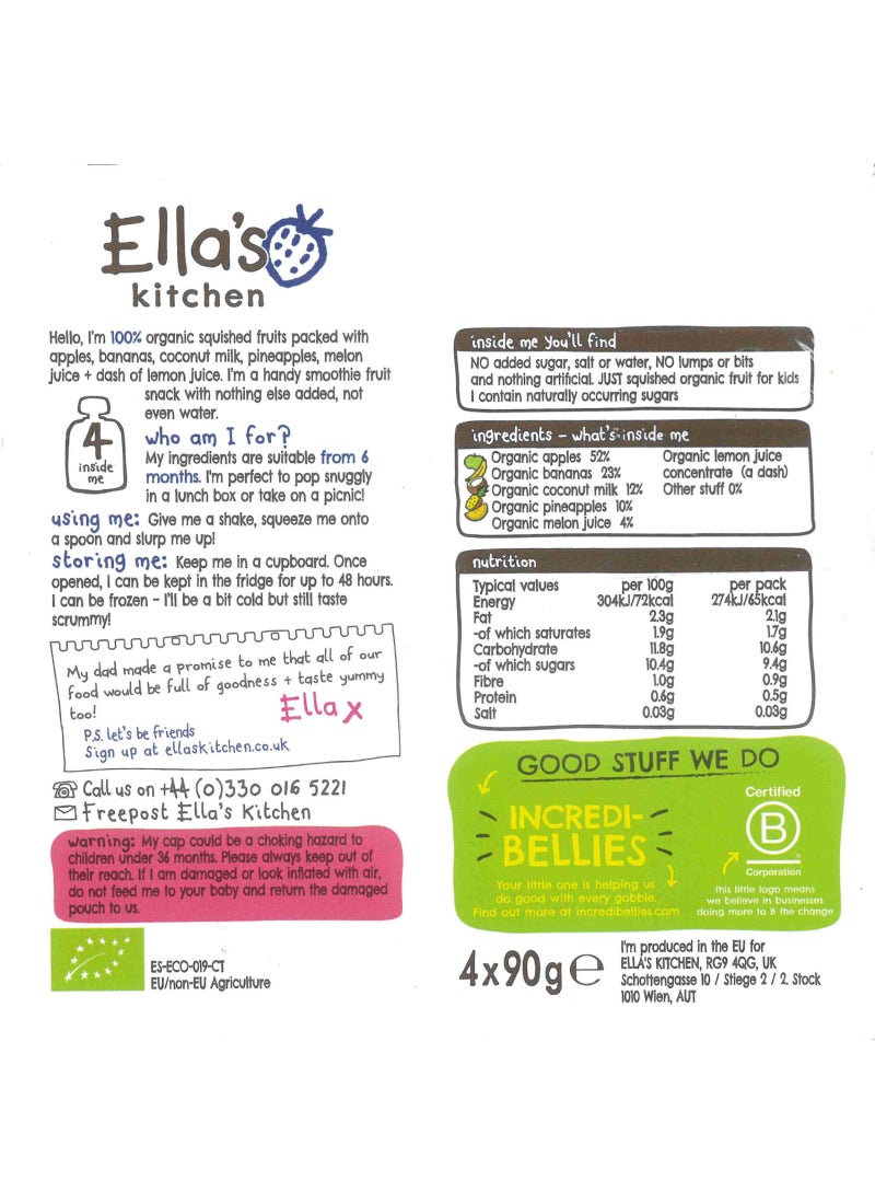 Ella’s kitchen The White One 4 Sachets 90grams - Image 1