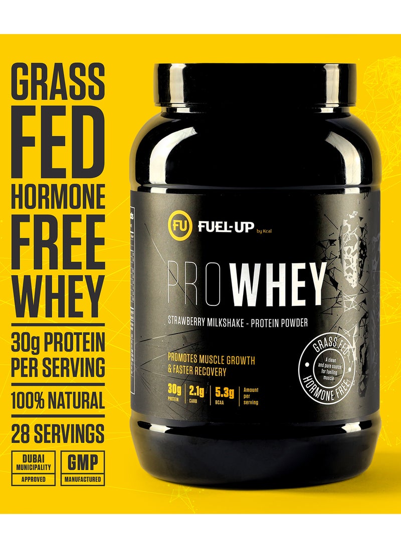 FUEL-UP by Kcal - Pro Whey- Strawberry Milkshake Flavour, Whey Protein Powder,30G Protein, 2.1G Carb And 5.3G Bcaas Per Serving, 28Servings,2Lbs(907G) - Image 1