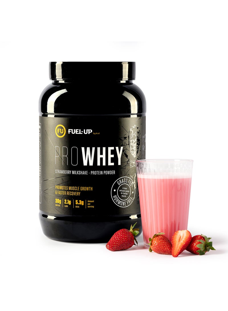 FUEL-UP by Kcal - Pro Whey- Strawberry Milkshake Flavour, Whey Protein Powder,30G Protein, 2.1G Carb And 5.3G Bcaas Per Serving, 28Servings,2Lbs(907G) - Image 1