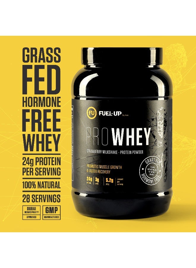 Pro Whey- Strawberry Milkshake Flavour, Whey Protein Powder,30G Protein, 2.1G Carb And 5.3G Bcaas Per Serving, 28Servings,2Lbs(907G)