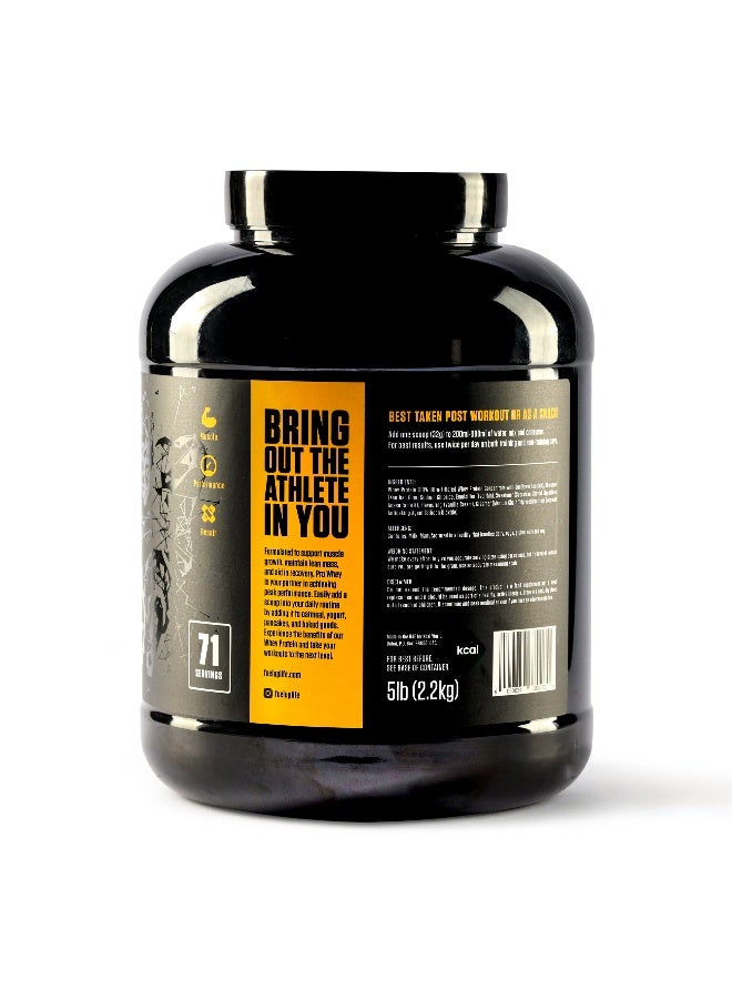 Pro Whey- Gourmet Vanilla Flavour, Whey Protein Powder,30G Protein,2.1G Carb And 5.3G Bcaas Per Serving, 71 Servings, 5Lbs (2.2Kg)