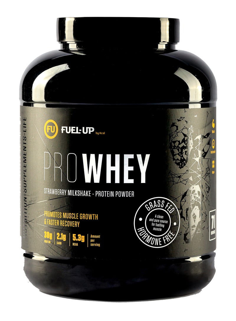 FUEL-UP by Kcal - Pro Whey- Strawberry Milkshake Flavour, Whey Protein Powder,30G Protein,2.1G Carb,5.3G Bcaas Per Serving, 71 Servings,5Lbs(2.2Kg) - Image 1