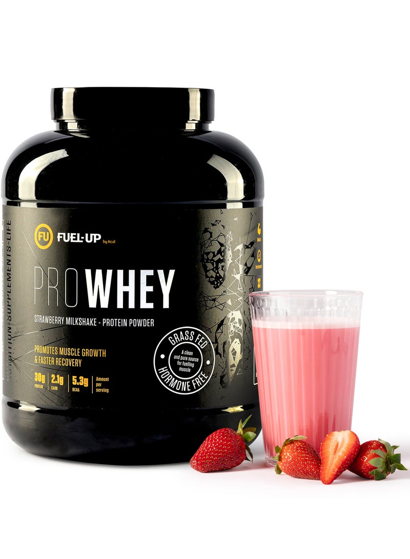 FUEL-UP by Kcal - Pro Whey- Strawberry Milkshake Flavour, Whey Protein Powder,30G Protein,2.1G Carb,5.3G Bcaas Per Serving, 71 Servings,5Lbs(2.2Kg) - Image 1