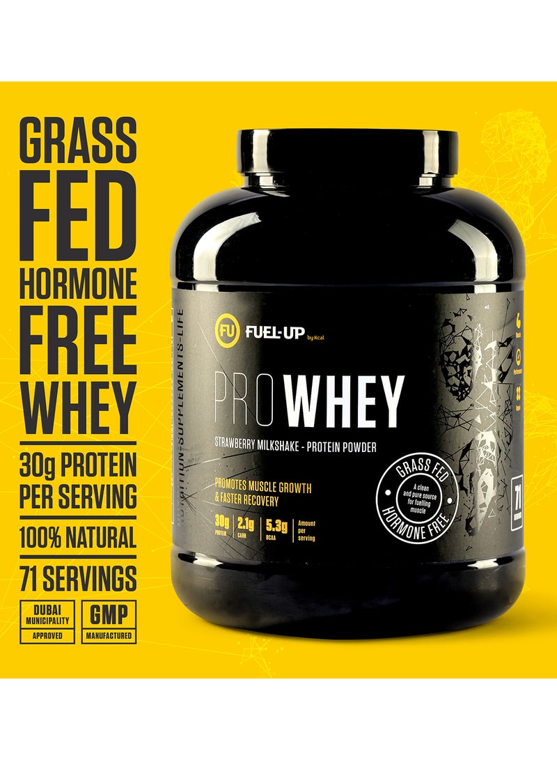 FUEL-UP by Kcal - Pro Whey- Strawberry Milkshake Flavour, Whey Protein Powder,30G Protein,2.1G Carb,5.3G Bcaas Per Serving, 71 Servings,5Lbs(2.2Kg) - Image 1