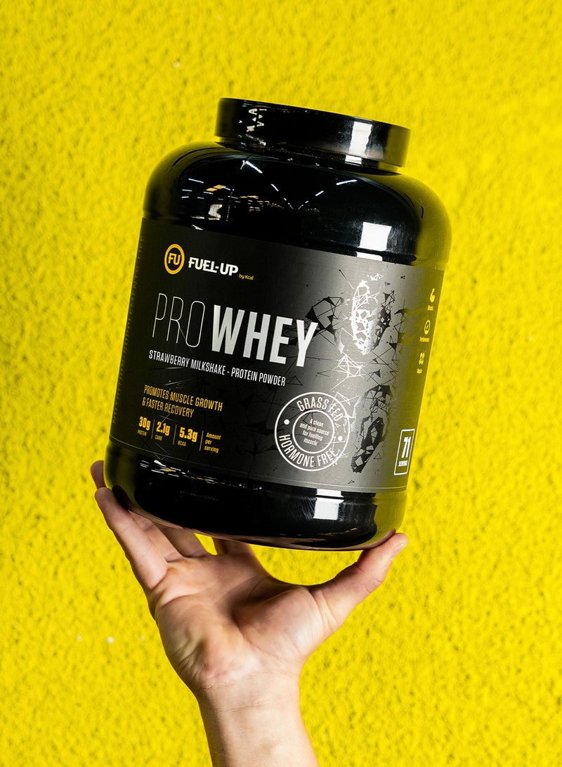 FUEL-UP by Kcal - Pro Whey- Strawberry Milkshake Flavour, Whey Protein Powder,30G Protein,2.1G Carb,5.3G Bcaas Per Serving, 71 Servings,5Lbs(2.2Kg) - Image 1
