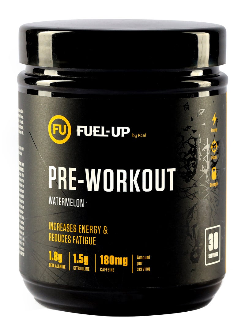 FUEL-UP by Kcal Pre Workout, Watermelon Flavor - Energy Boost, Focus & Endurance - 1.8G Beta Alanine, 1.5G Citrulline, 180Mg Caffeine, 300G - 30 Servings  - Image 1