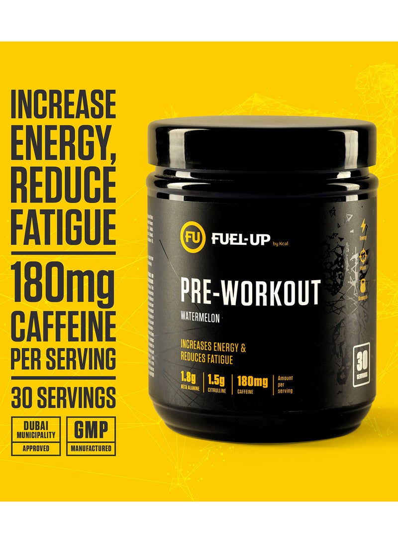 FUEL-UP by Kcal Pre Workout, Watermelon Flavor - Energy Boost, Focus & Endurance - 1.8G Beta Alanine, 1.5G Citrulline, 180Mg Caffeine, 300G - 30 Servings  - Image 3