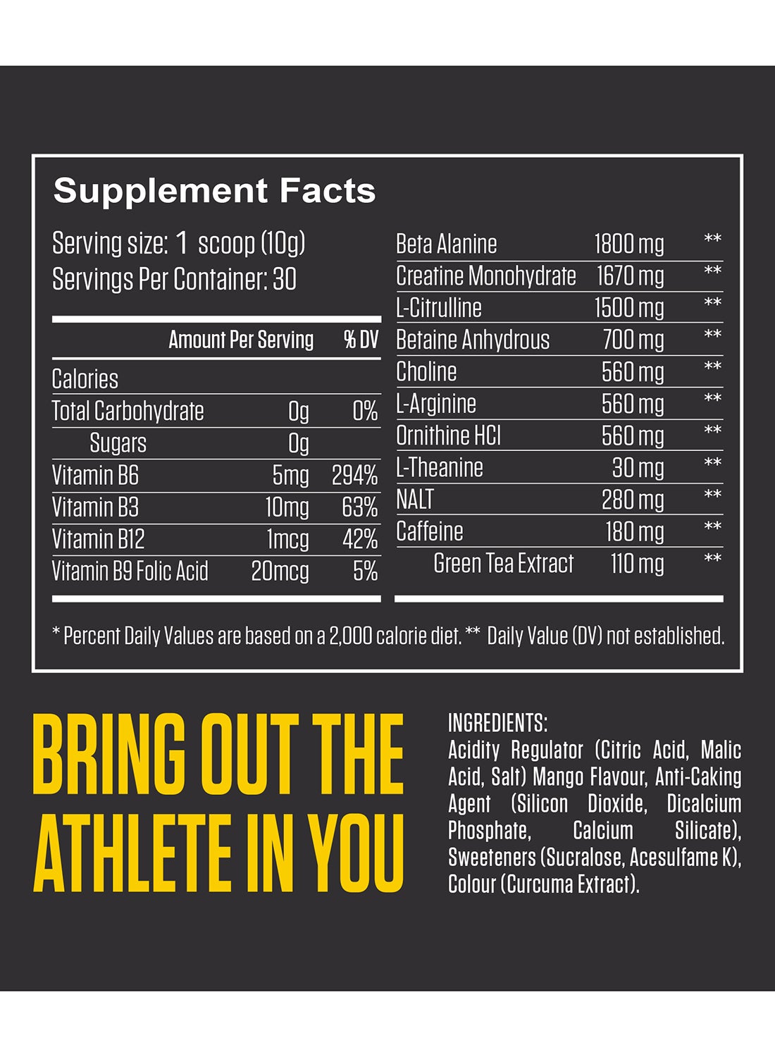 Pre Workout, Watermelon Flavor - Energy Boost, Focus & Endurance - 1.8G Beta Alanine, 1.5G Citrulline, 180Mg Caffeine, 300G - 30 Servings