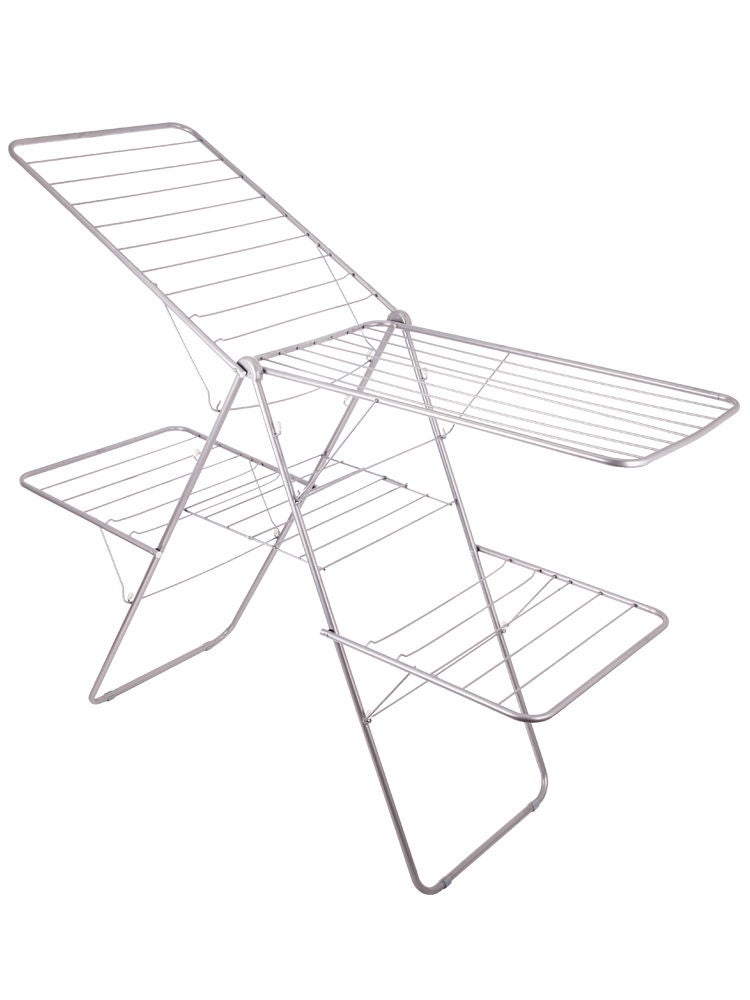 ALMUFARREJ 2-Shelves Galvanised Steel Laundry Rack Silver 119x17.5x61cm - Image 3