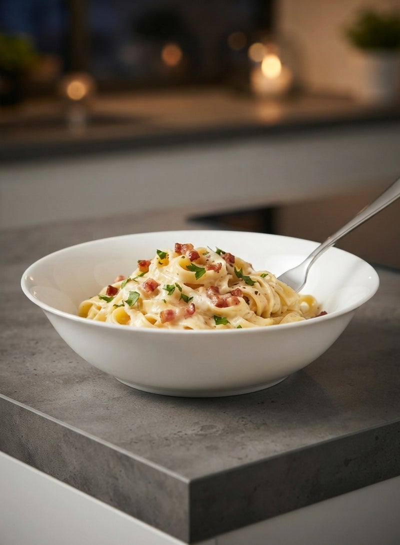 Shallow Porcelain Bowl, 23 cm, White, Elegant Serving Bowl for Salads, Pasta, Soups and Shared Dishes White 11.5cm - Image 2