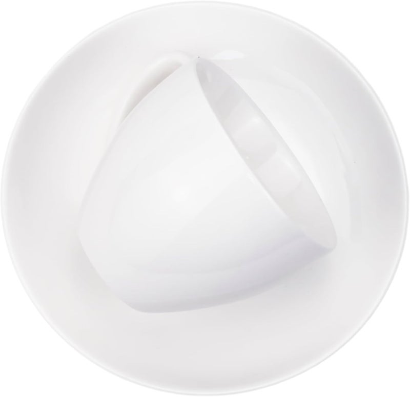 Shallow 90ml Cup and Saucer Set, White | Elegant Ceramic Tea & Coffee Cup with Saucer | Espresso, Filter Coffee & Tea Serveware for Home, Hotel, Restaurant & Café White 90ml - Image 5