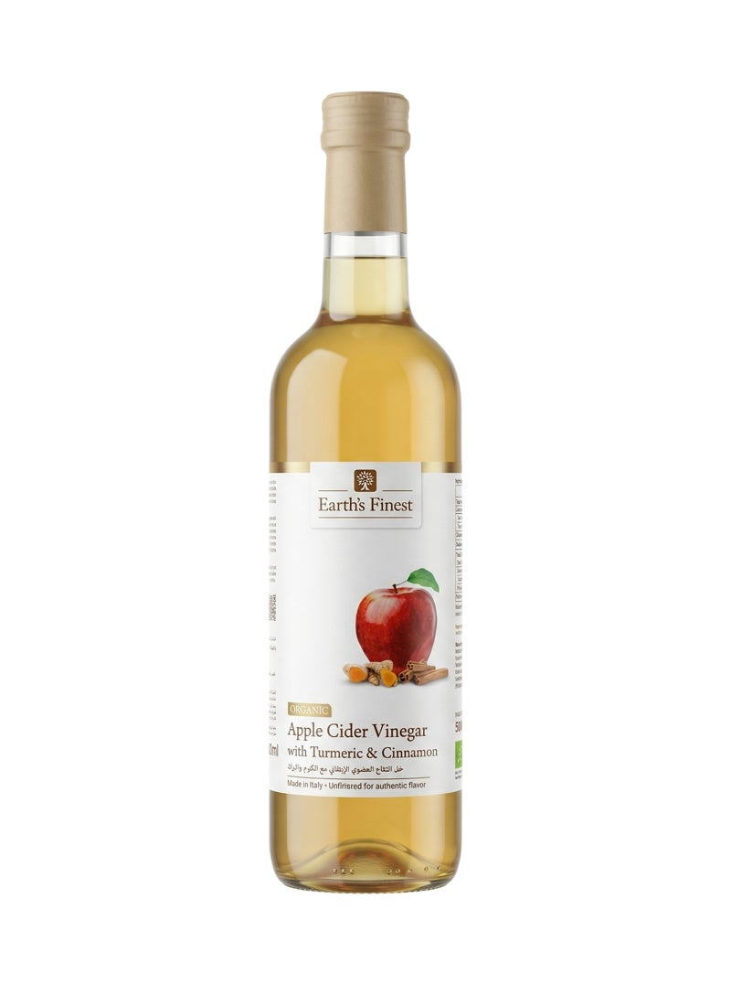 Earth's Finest Organic Italian Apple Cider Vinegar With Cinnamon And Turmeric 500ml - Image 1