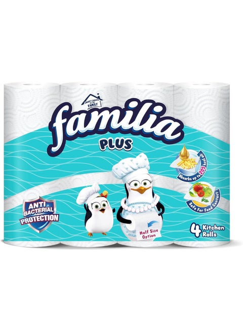 Kitchen Rolls Anti Bacterial - 4 Roll White