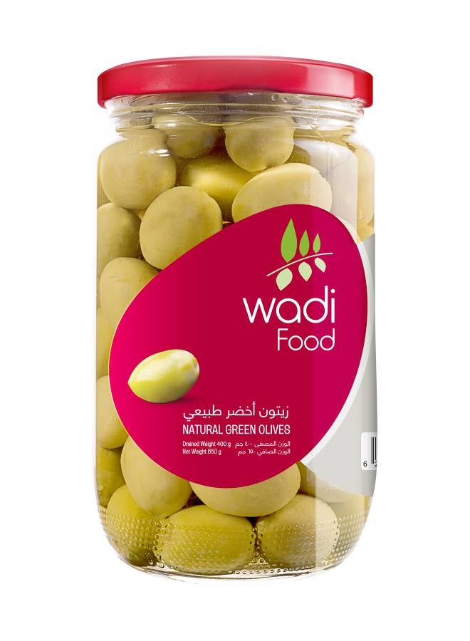 Wadi Food Natural Green Olives 650grams 