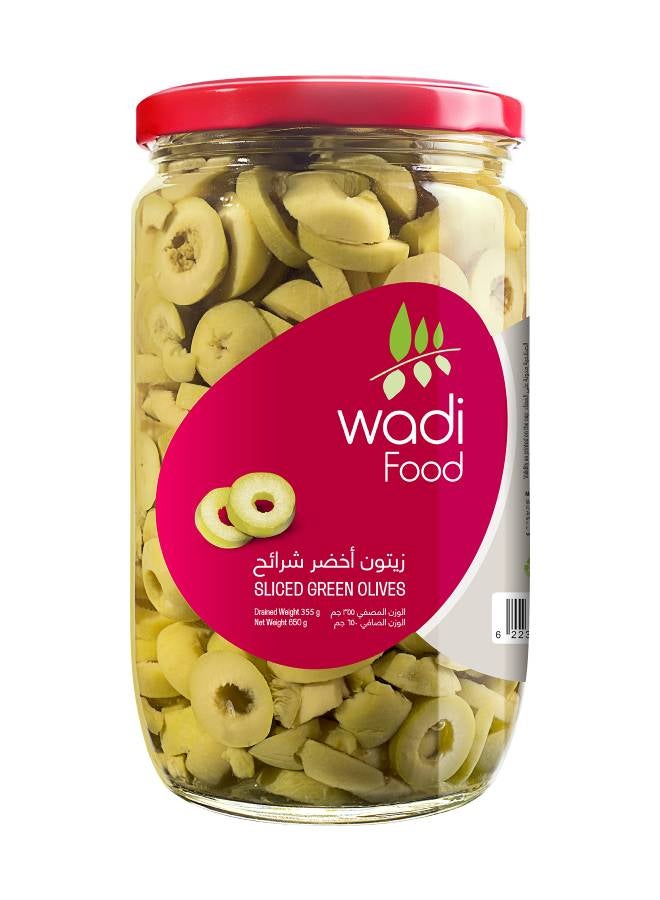Wadi Food Sliced Green Olives 650grams