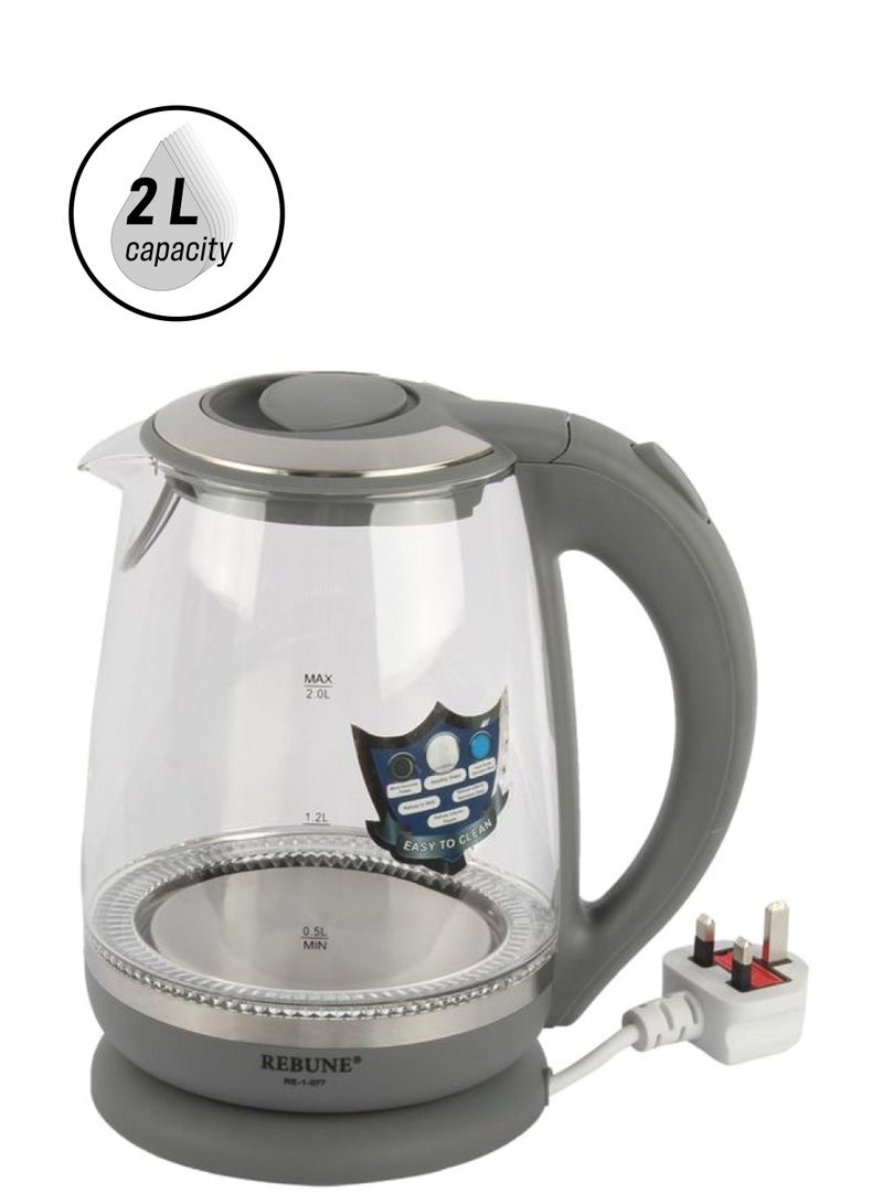ريبون غلاية ماء كهربائية من جيباس , 2 لتر , GK5476 2 L 2200 W RE-1-077 شفاف/رمادي 