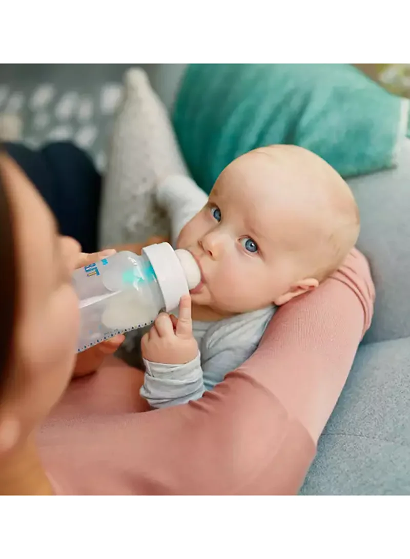 Philips Avent طقم زجاجة رضاعة مضادة للمغص بجودةٍ ممتازة بفتحة تهوية آير فري، لون شفاف / أزرق / أخضر من 6 قطع- طراز SCD807/00
