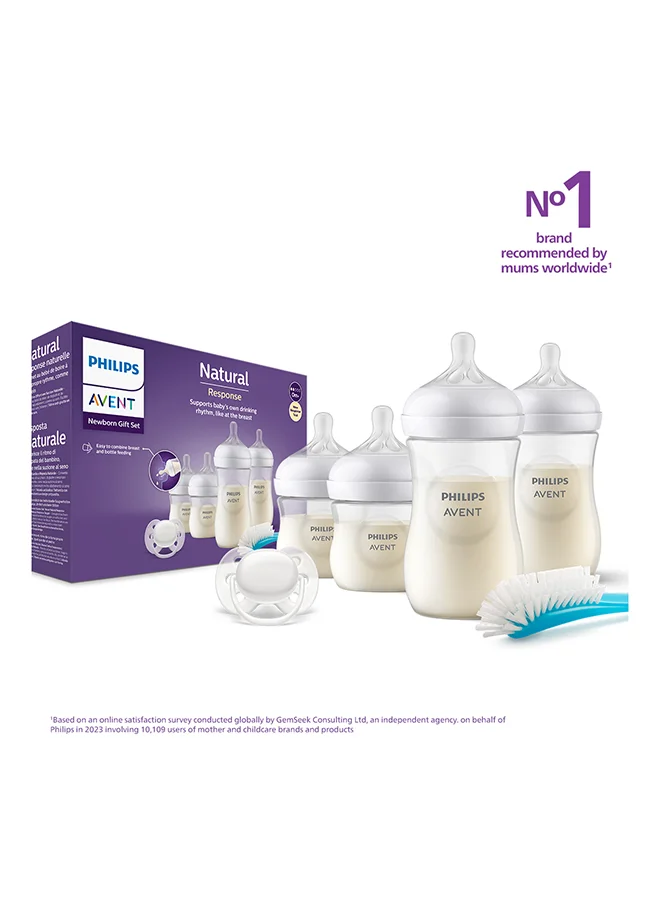 Philips Avent Natural Response Baby Feeding Bottle Set| 4 Bottles With Brush And Soother | No.1 Brand Recommended By Moms Worldwide |Natural Response Technology Mimics Breastfeeding | Uniquely Designed Nipple Releases Milk Only When Baby Drinks
