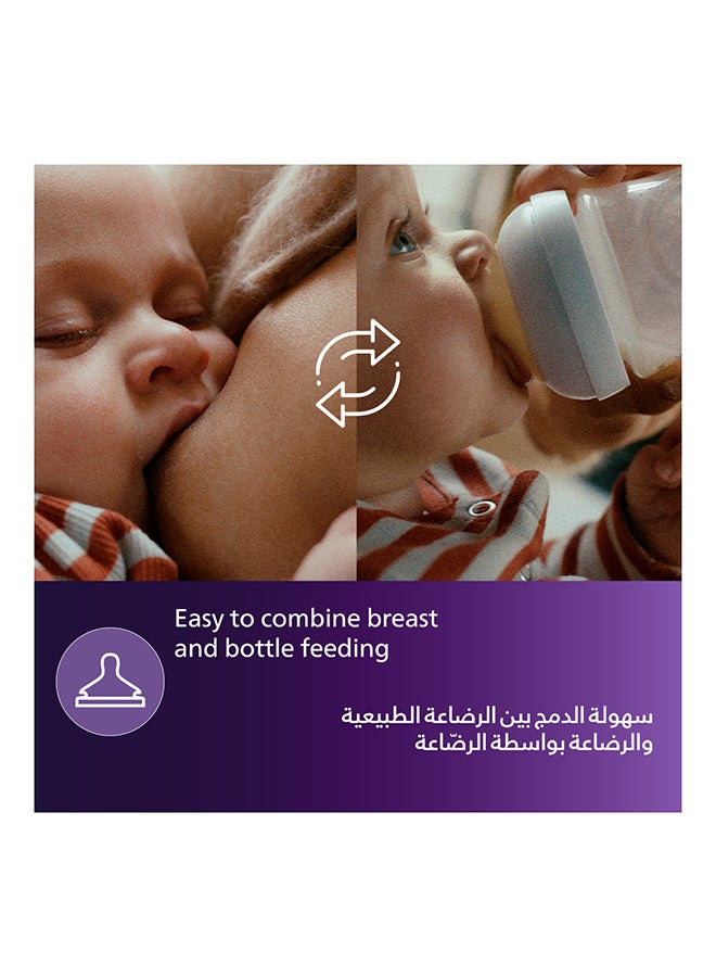 طقم زجاجة رضاعة مضادة للمغص بجودةٍ ممتازة بفتحة تهوية آير فري، لون شفاف / أزرق / أخضر من 6 قطع- طراز SCD807/00 - Image 4