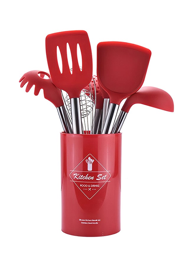 8-Piece Silicone Non-Stick Utensils Set Red  - Image 1