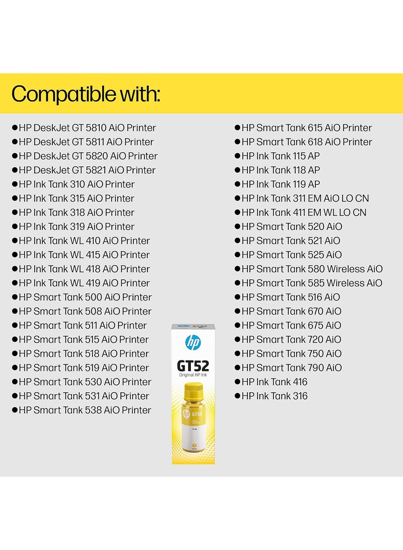 HP - GT52 Original Ink Cartridge Yellow - Image 1